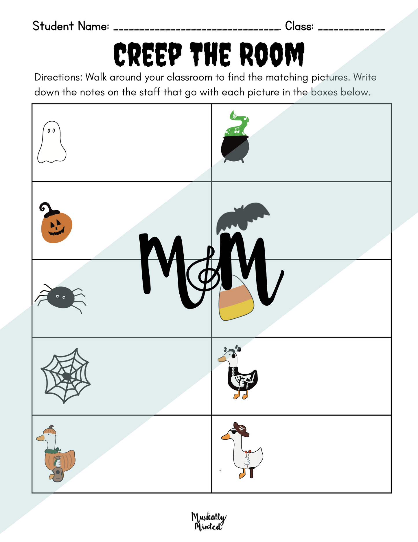 Halloween: Creep the Room | Treble Clef | Printable Music Activity DIGITAL DOWNLOAD