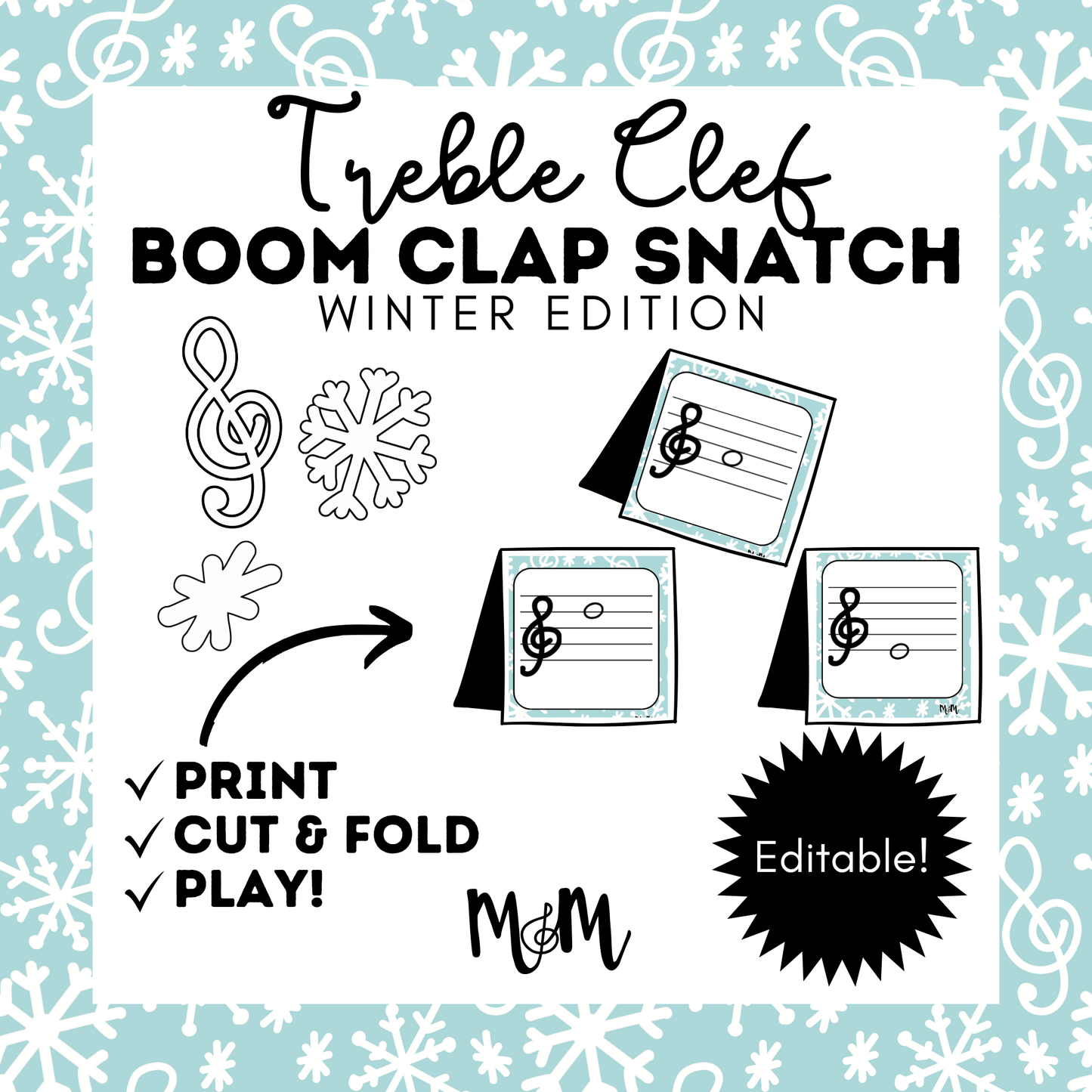 Winter Boom Clap Snatch | Treble Clef Edition | Music Game DIGITAL DOWNLOAD