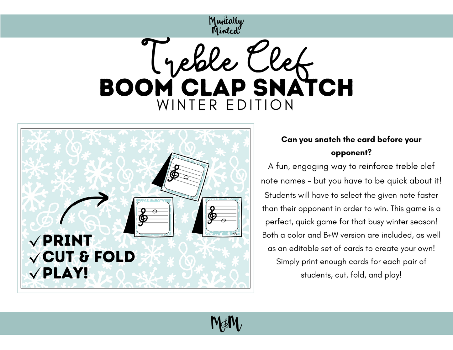Winter Boom Clap Snatch | Treble Clef Edition | Music Game DIGITAL DOWNLOAD