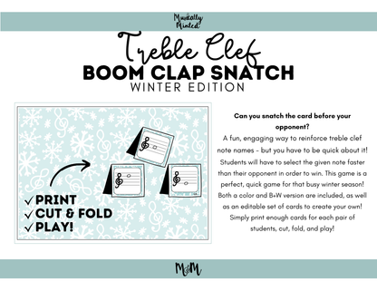 Winter Boom Clap Snatch | Treble Clef Edition | Music Game DIGITAL DOWNLOAD