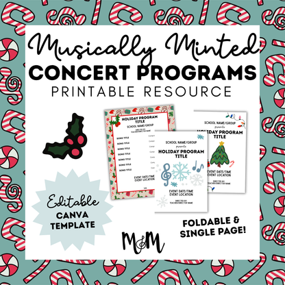 Holiday & Winter Concert Program Templates | Editable Canva Template DIGITAL DOWNLOAD