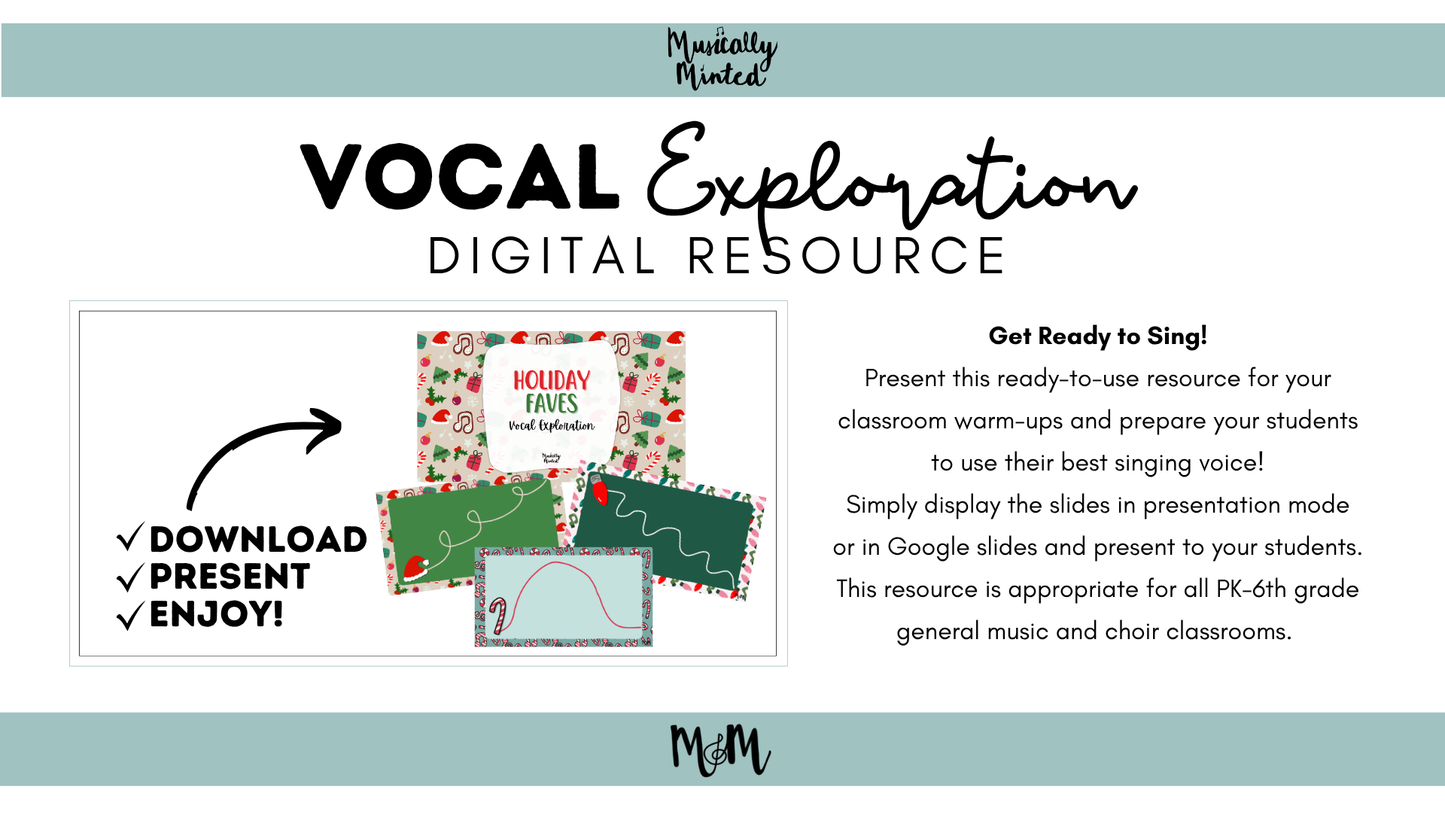 Holiday Faves Vocal Exploration Google Slides | Holiday Music Class Activity | Google Slides Presentation DIGITAL DOWNLOAD