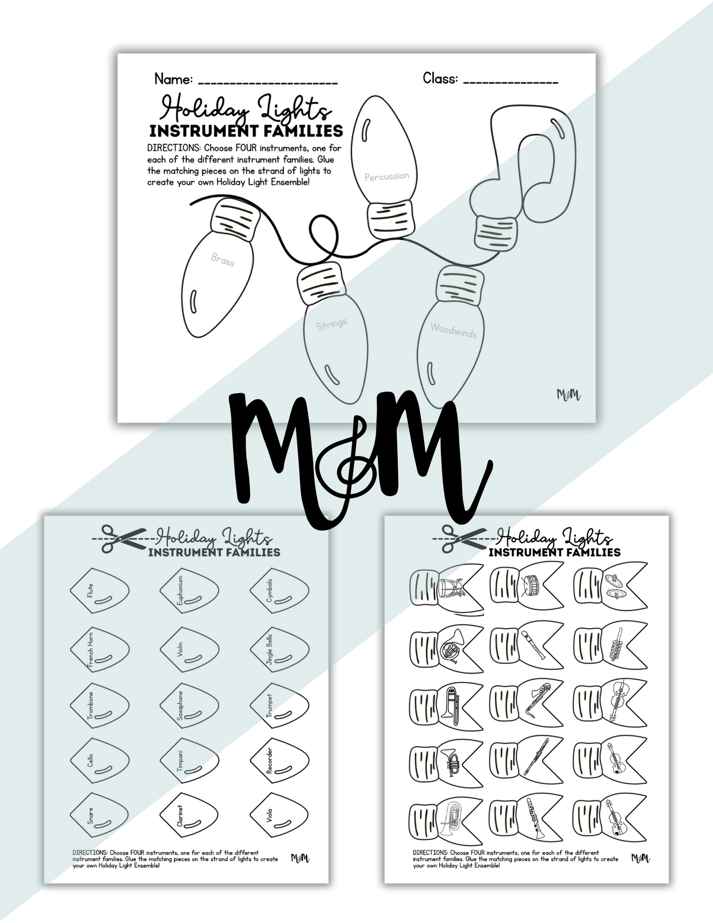 Holiday Lights | Interactive Bulletin Board and Instrument Family Activity | DIGITAL DOWNLOAD