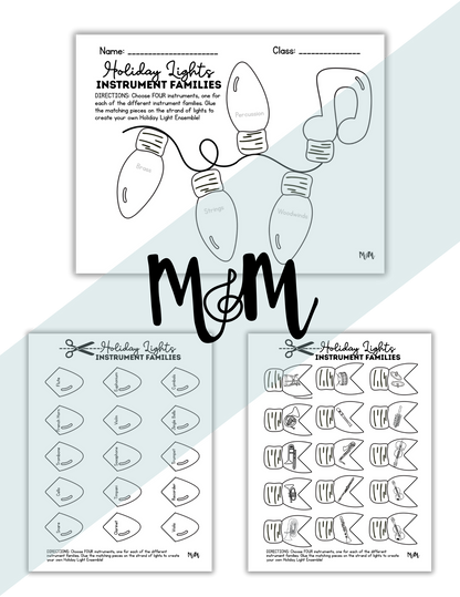 Holiday Lights | Interactive Bulletin Board and Instrument Family Activity | DIGITAL DOWNLOAD