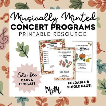 Fall Themed Concert Program Templates | Editable Canva Template DIGITAL DOWNLOAD