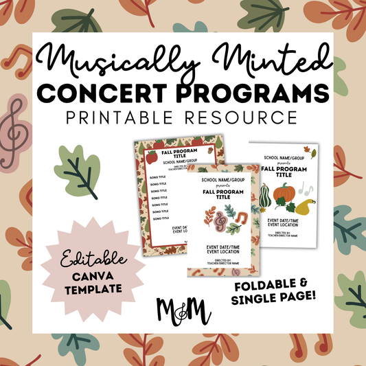 Fall Themed Concert Program Templates | Editable Canva Template DIGITAL DOWNLOAD