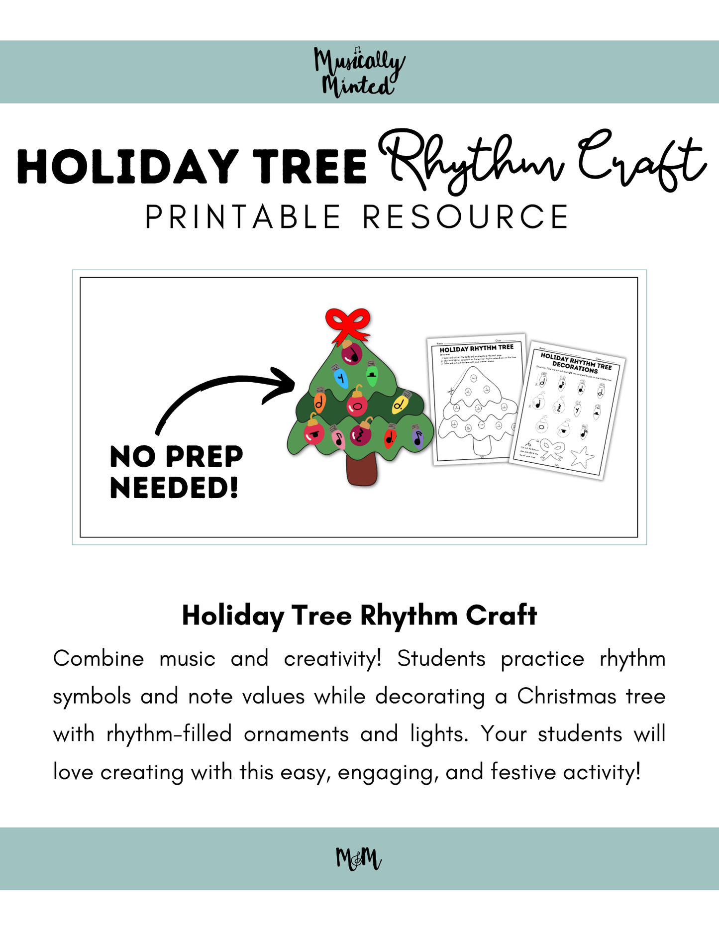 Holiday Tree Rhythm Craft | Holiday Music Classroom Activity DIGITAL DOWNLOAD
