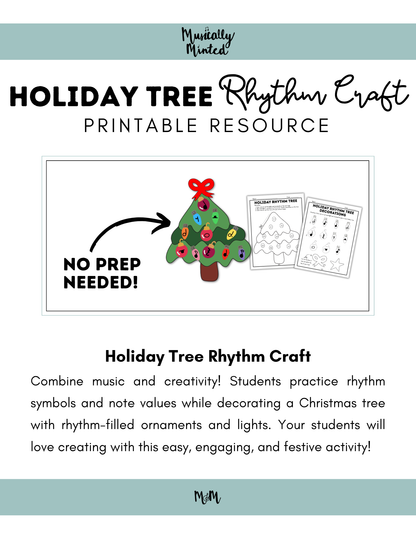 Holiday Tree Rhythm Craft | Holiday Music Classroom Activity DIGITAL DOWNLOAD