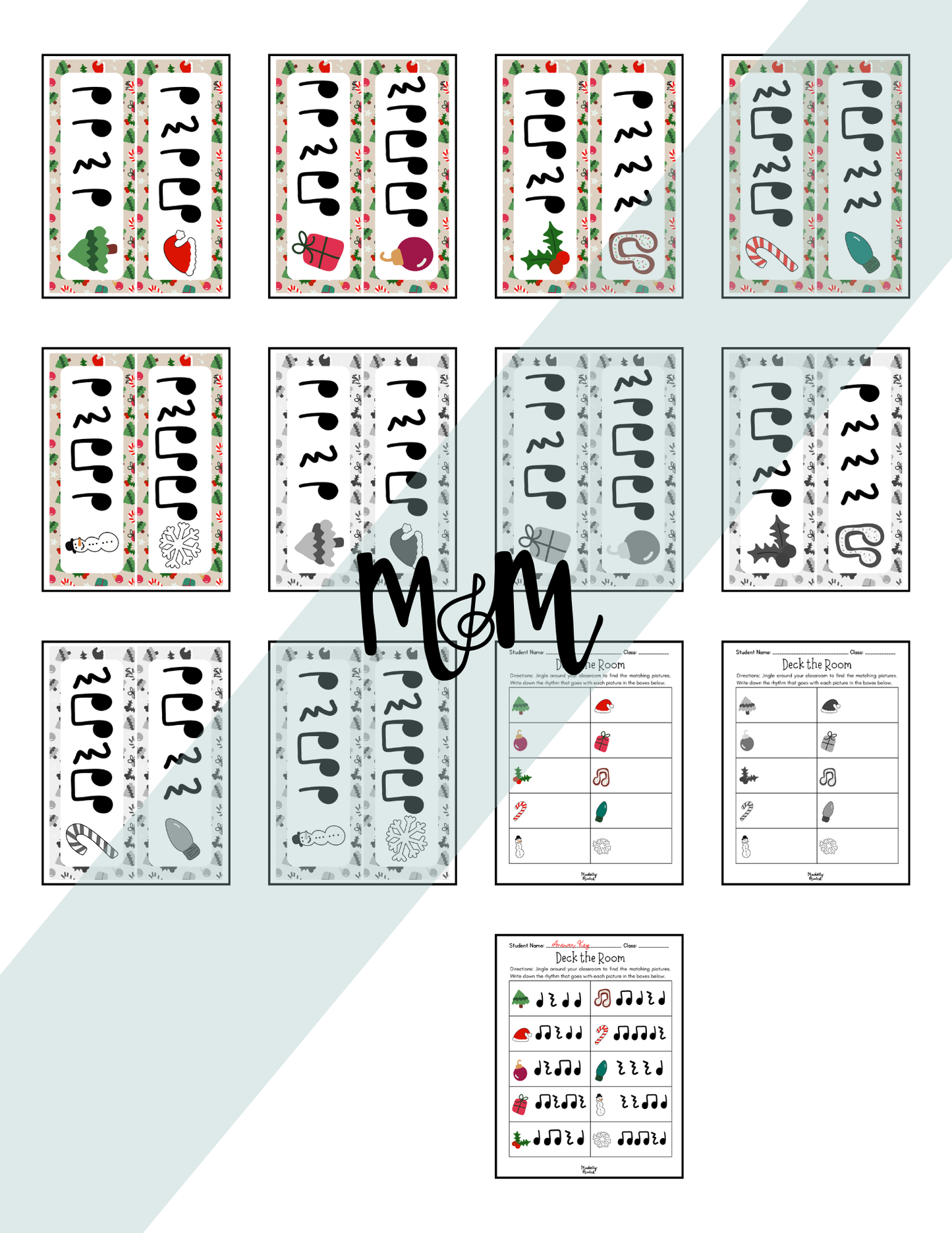 Holiday Deck the Room | Rhythm Level 1 | Write the Room Activity | DIGITAL DOWNLOAD