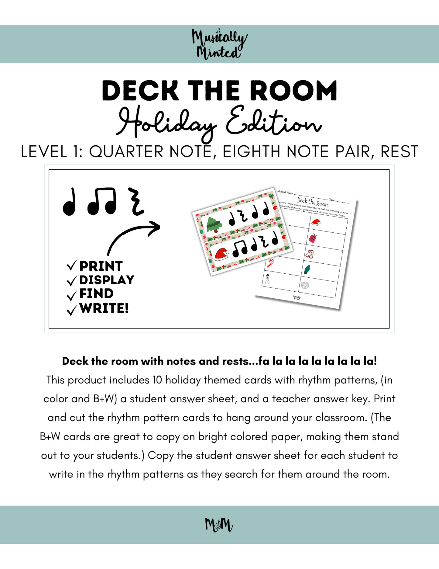 Holiday Deck the Room | Rhythm Level 1 | Write the Room Activity | DIGITAL DOWNLOAD