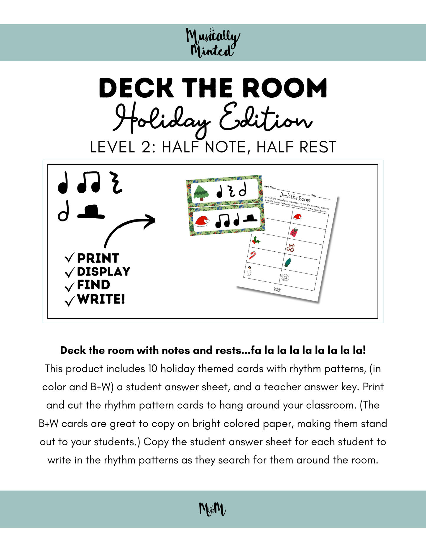 Holiday Deck the Room | Rhythm Level 2 | Write the Room Activity | DIGITAL DOWNLOAD (Copy)