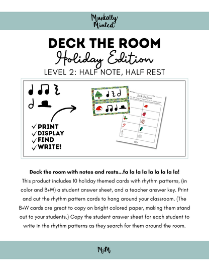 Holiday Deck the Room | Rhythm Level 2 | Write the Room Activity | DIGITAL DOWNLOAD (Copy)