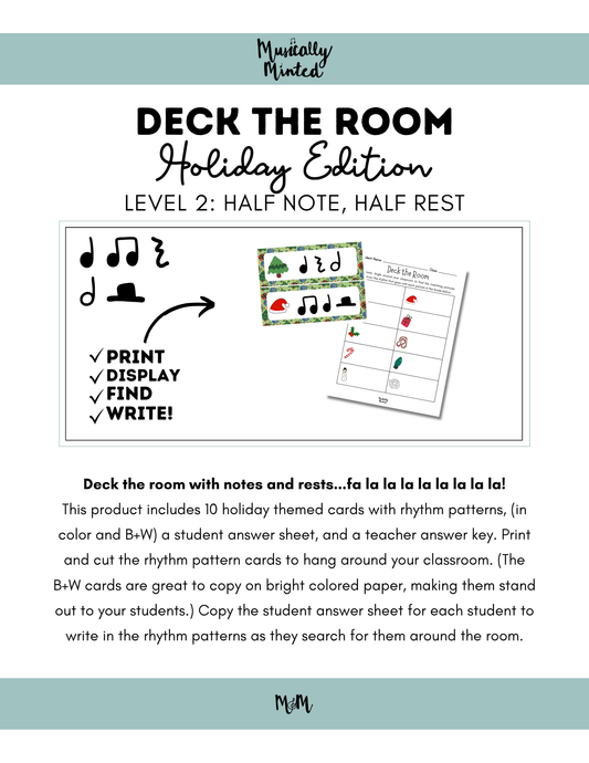 Holiday Deck the Room | Rhythm Level 2 | Write the Room Activity | DIGITAL DOWNLOAD (Copy)