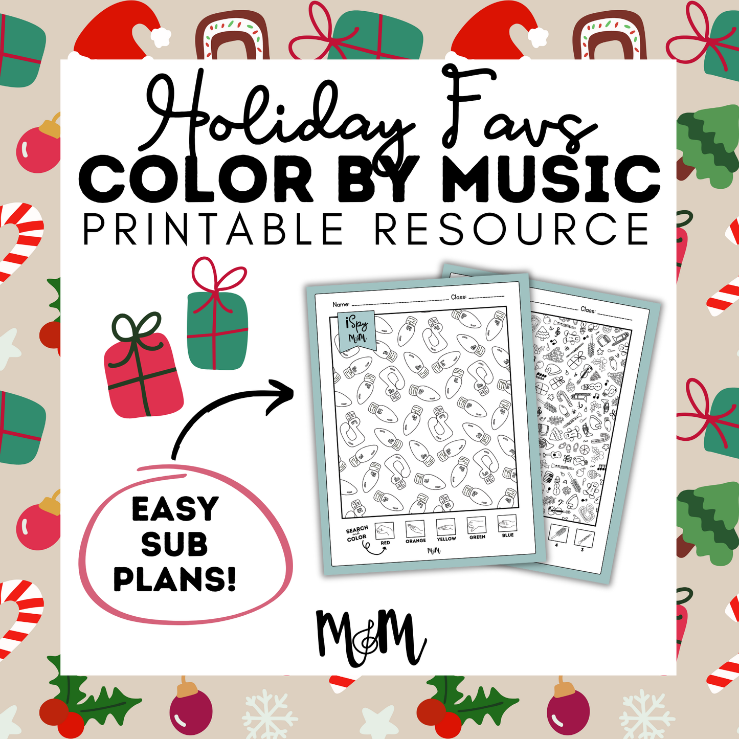 Holiday Favs | Color by Music | iSpy Solfege and Treble Clef DIGITAL DOWNLOAD