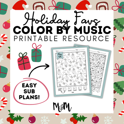 Holiday Favs | Color by Music | iSpy Solfege and Treble Clef DIGITAL DOWNLOAD