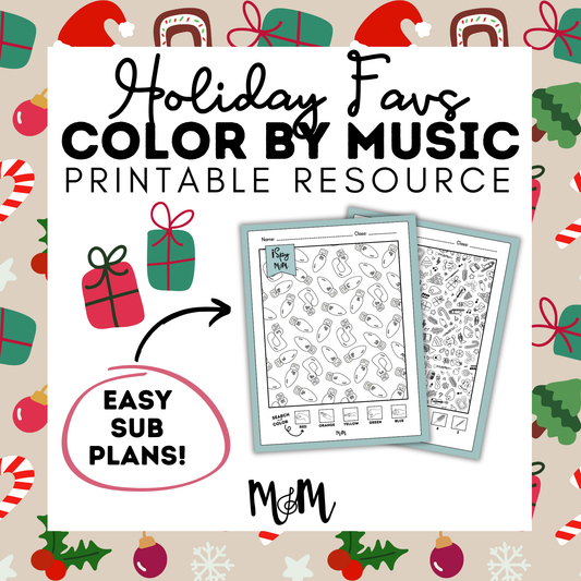 Holiday Favs | Color by Music | iSpy Solfege and Treble Clef DIGITAL DOWNLOAD