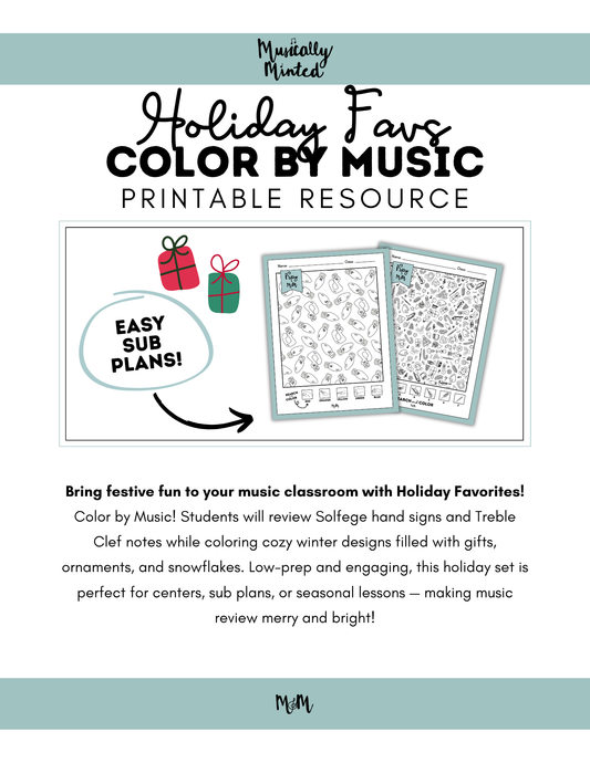 Holiday Favs | Color by Music | iSpy Solfege and Treble Clef DIGITAL DOWNLOAD