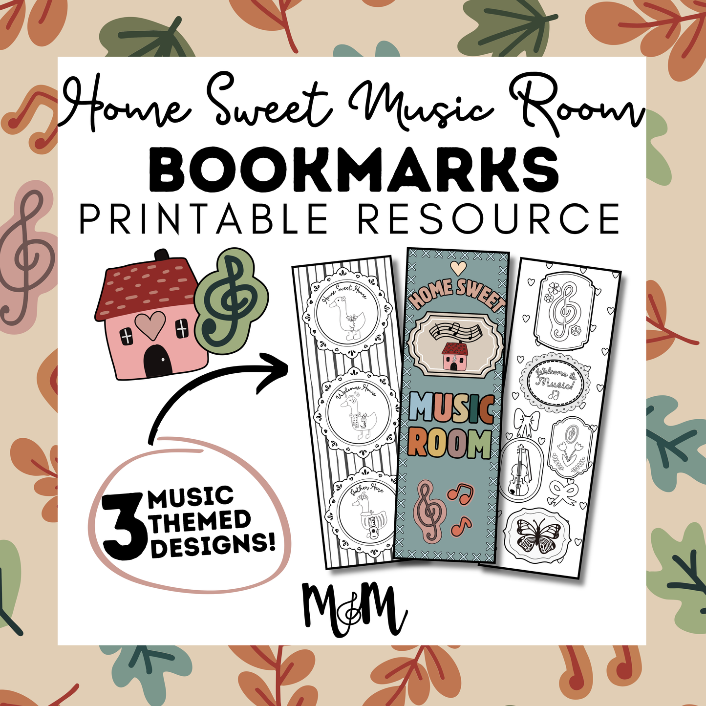 Home Sweet Music Room | Music Bookmarks | Printable Coloring Activity DIGITAL DOWNLOAD