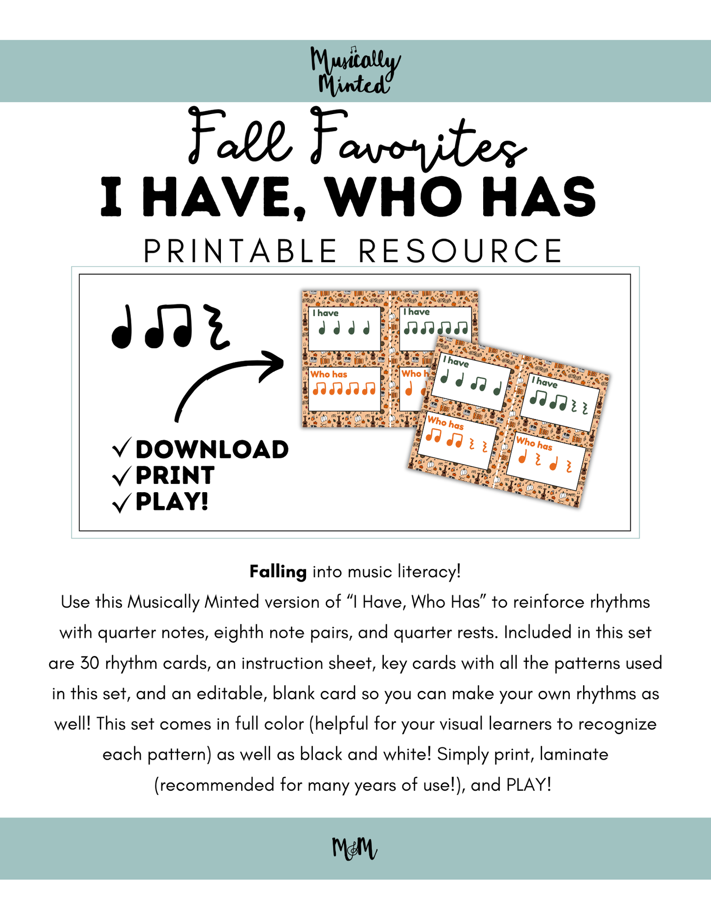 Fall Faves: I Have, Who Has? Rhythm Game | Level 1 | Music Class Activity DIGITAL DOWNLOAD (Copy)