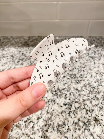 Ghostly White Music Note Claw Clip