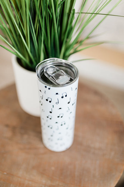 Black and White Music Note Skinny Tumbler