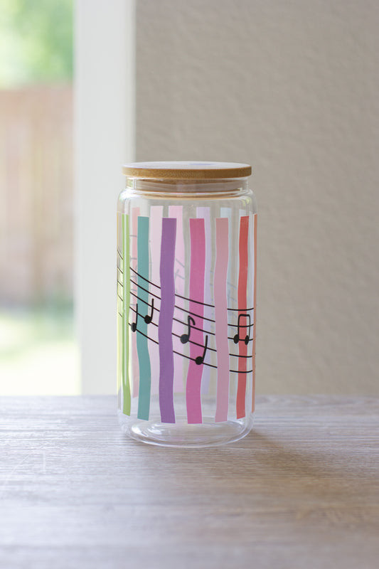 Rainbow Stripes Glass Can