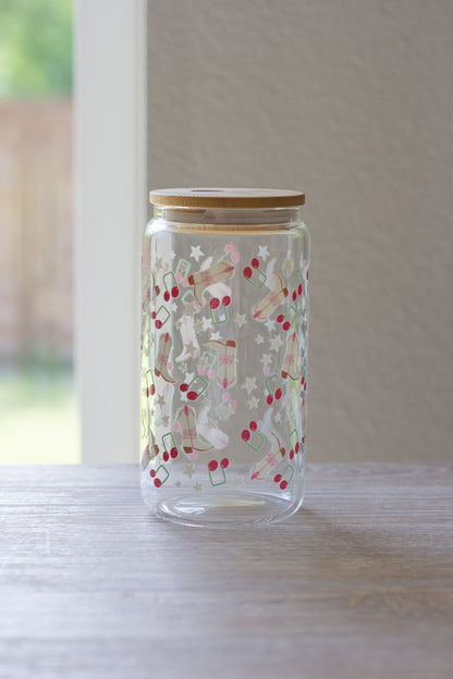 Pink Cowgirl Glass Can