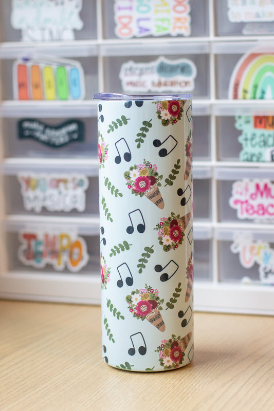 Blue Floral Bouquet Skinny Tumbler