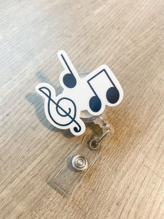 Retractable Badge Reel, Printed Music Symbols Lovely Badge Holder