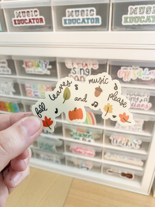 Fall Leaves and Music Please Sticker