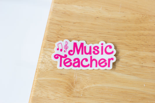 Pink Music Teacher Sticker