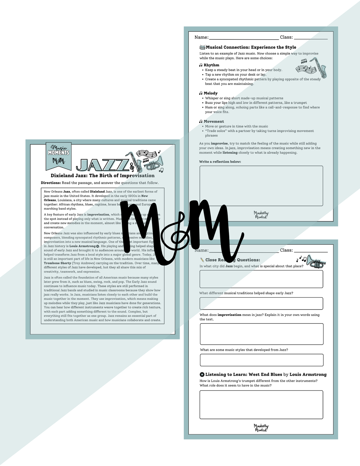 Early Jazz | Close Reading Worksheet Listening Activity & Music Extens ...