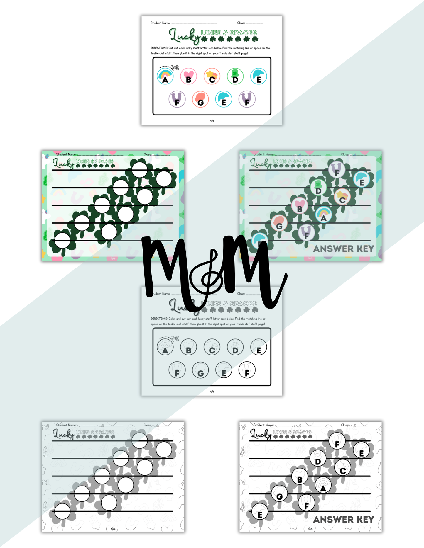 Lucky Lines & Spaces Craft | St. Patrick’s Day Treble Clef Activity DIGITAL DOWNLOAD