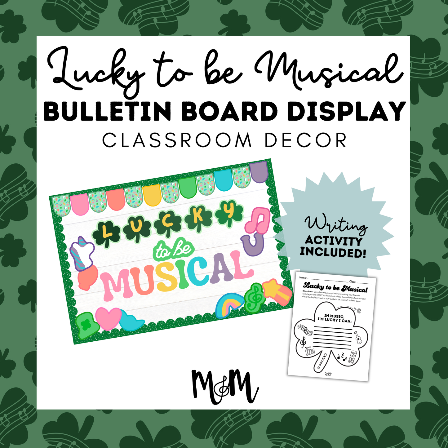 Lucky to be Musical | March Music Bulletin Board | St. Patricks Day Activity & Display DIGITAL DOWNLOAD