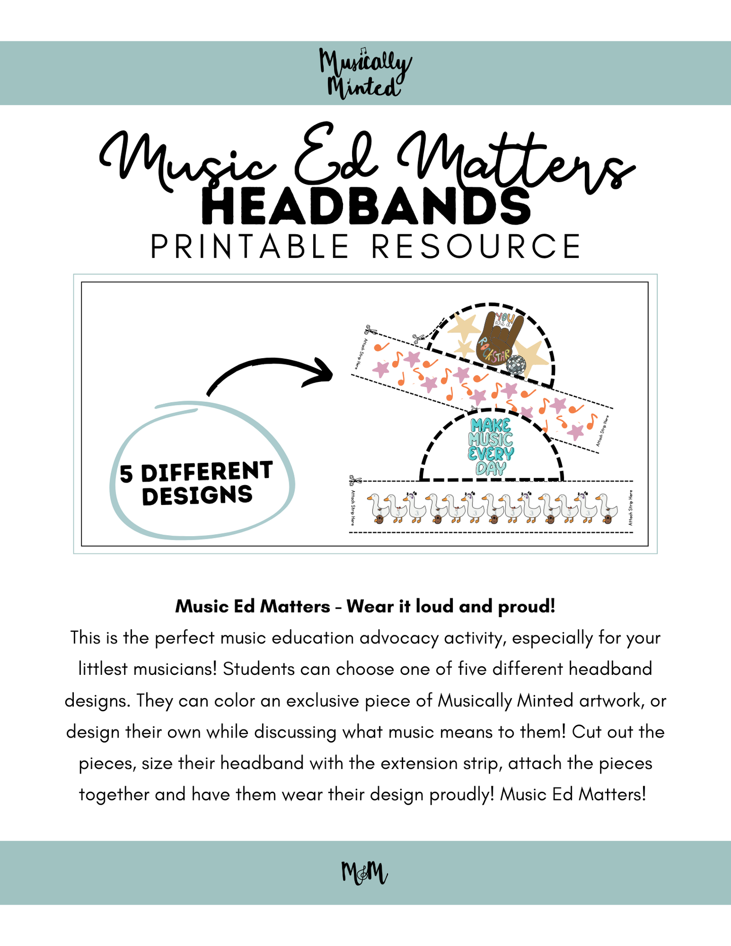 Music Ed Matters Headbands | Music Class Craft & Advocacy Activity DIGITAL DOWNLOAD