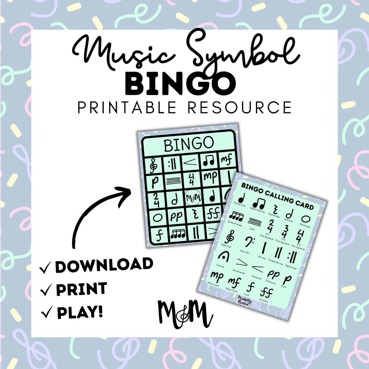 Musically Minted: Music Symbol Bingo | Student Music Bingo Cards | Class Games DIGITAL DOWNLOAD