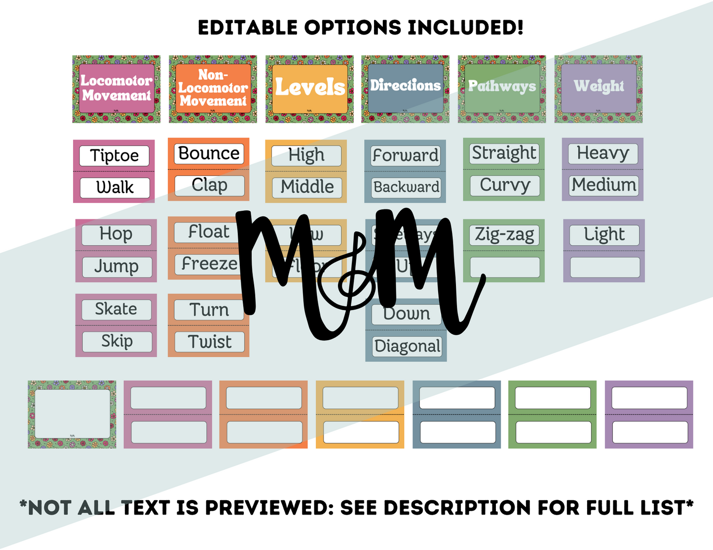 Spring Garden: Movement Word Wall Cards DIGITAL DOWNLOAD