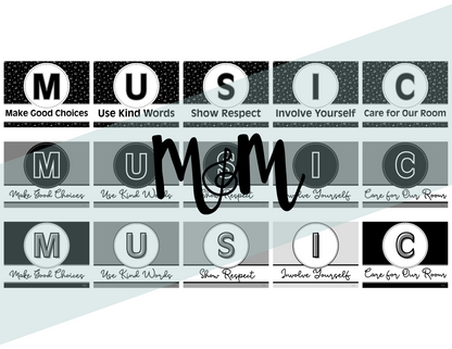 Concert Black: Classroom Expectation Posters DIGITAL DOWNLOAD