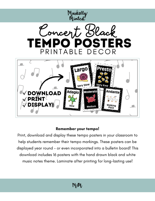 Concert Black: Tempo Posters DIGITAL DOWNLOAD