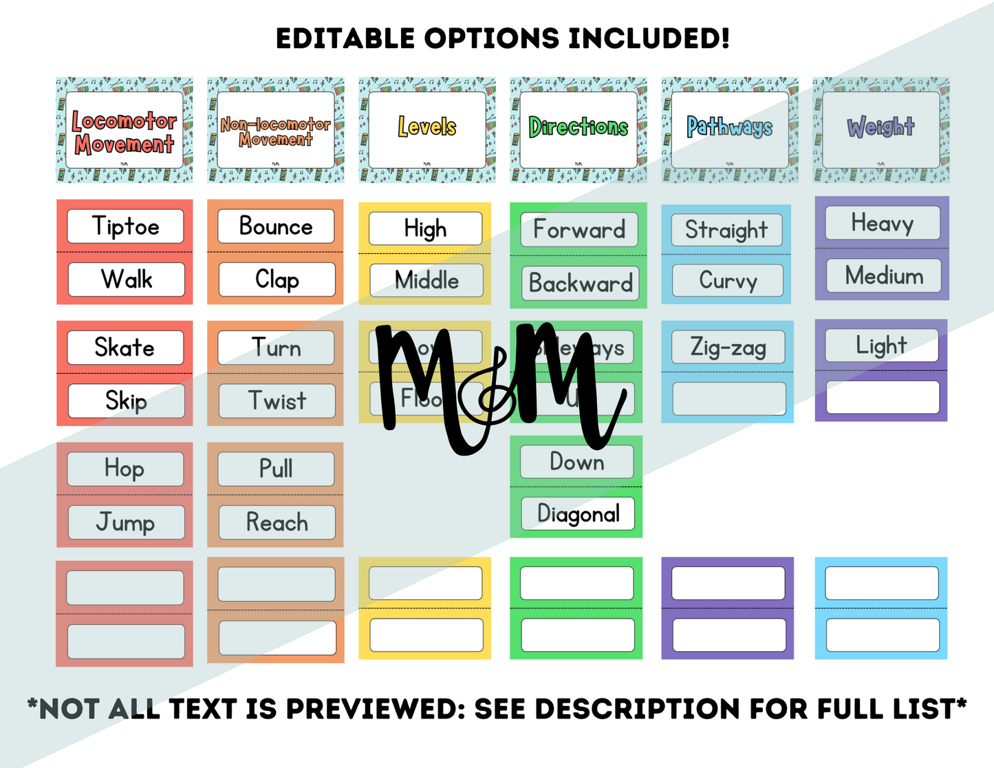 Elementary Instruments: Movement Word Wall Cards DIGITAL DOWNLOAD