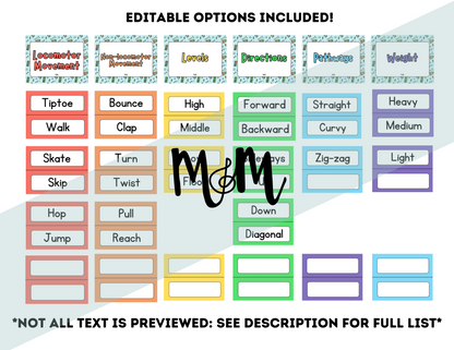 Elementary Instruments: Movement Word Wall Cards DIGITAL DOWNLOAD