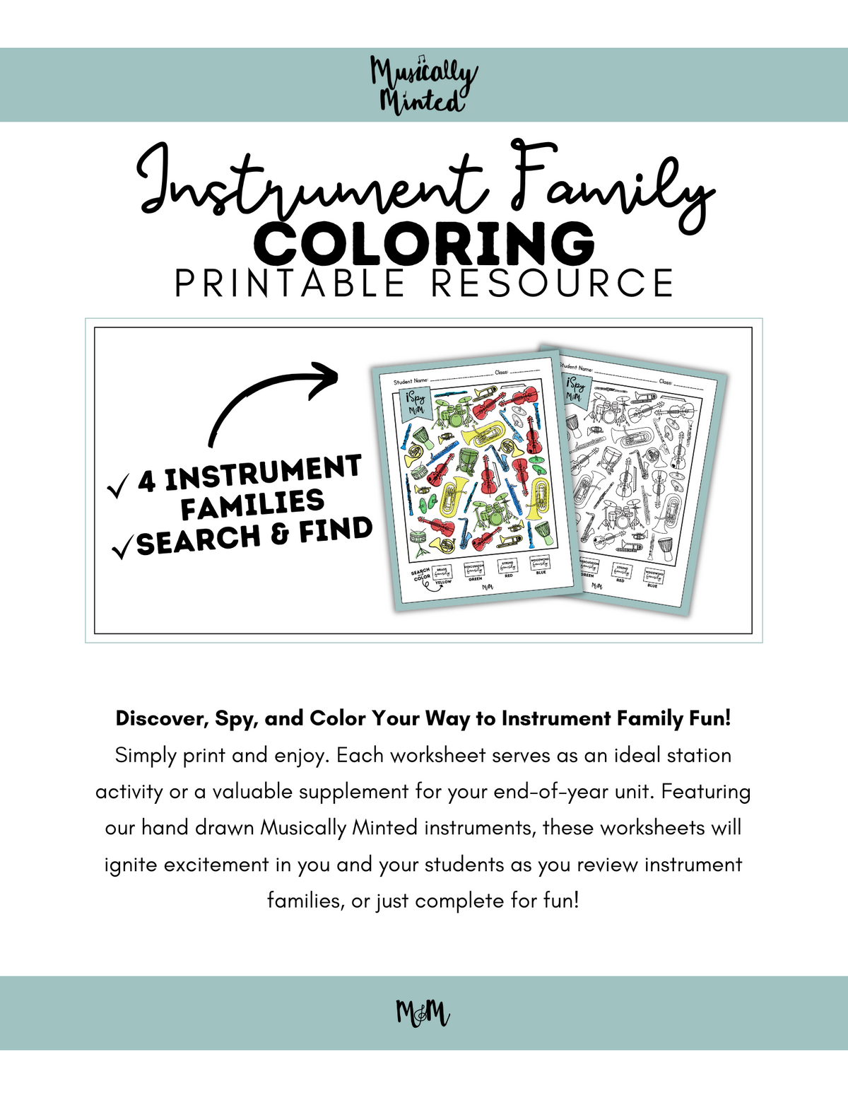 Instrument Family: iSpy Music Search and Color Music Classroom Printab ...