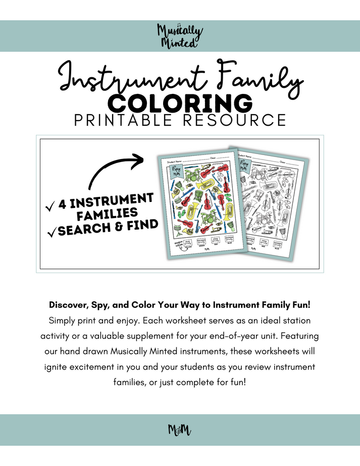 Instrument Family: iSpy Music Search and Color Music Classroom Printab ...