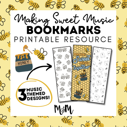 Making Sweet Music | Music Bookmarks | Printable Coloring Activity DIGITAL DOWNLOAD