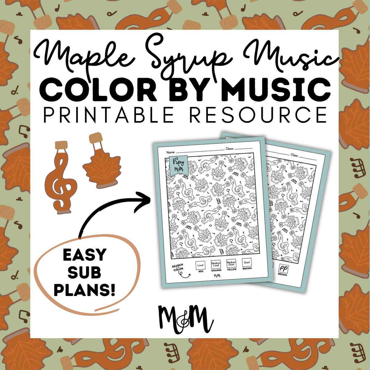 Maple Syrup Music | Color by Music | iSpy Dynamics Printable Activity DIGITAL DOWNLOAD
