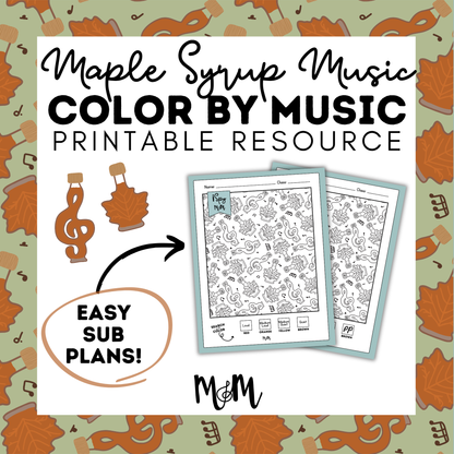 Maple Syrup Music | Color by Music | iSpy Dynamics Printable Activity DIGITAL DOWNLOAD