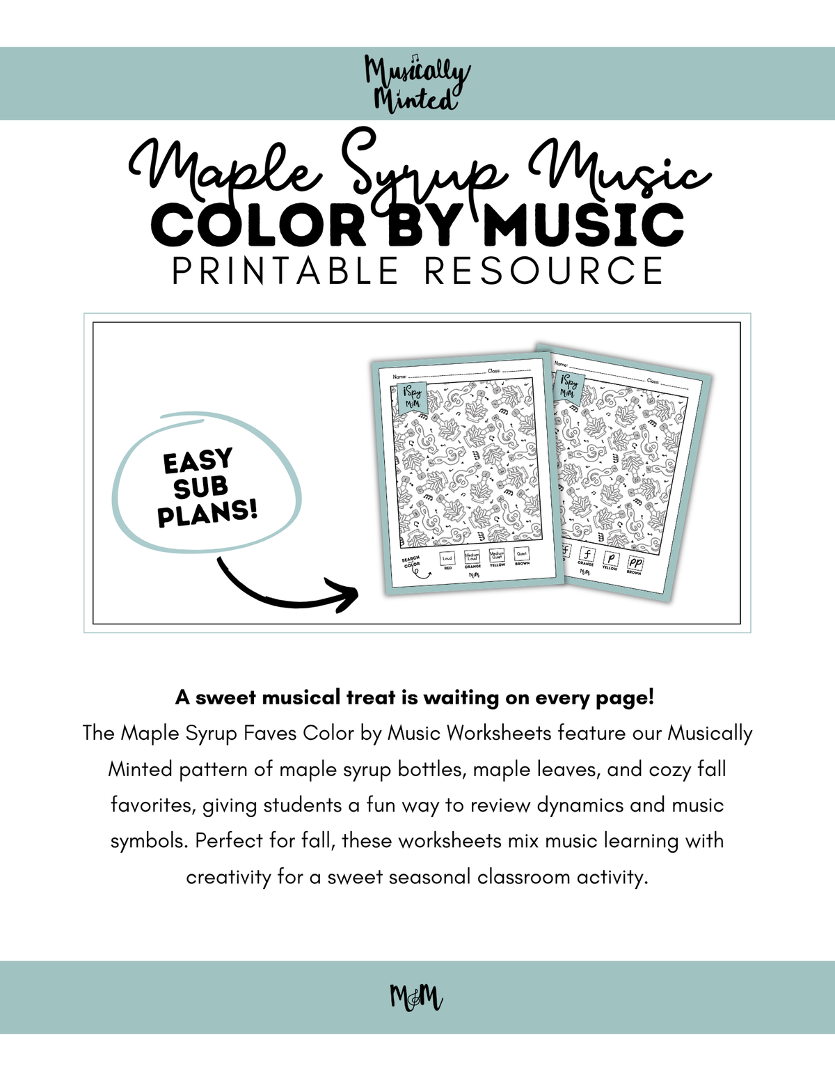 Maple Syrup Music | Color by Music | iSpy Dynamics Printable Activity DIGITAL DOWNLOAD