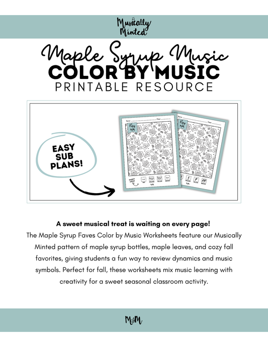 Maple Syrup Music | Color by Music | iSpy Dynamics Printable Activity DIGITAL DOWNLOAD