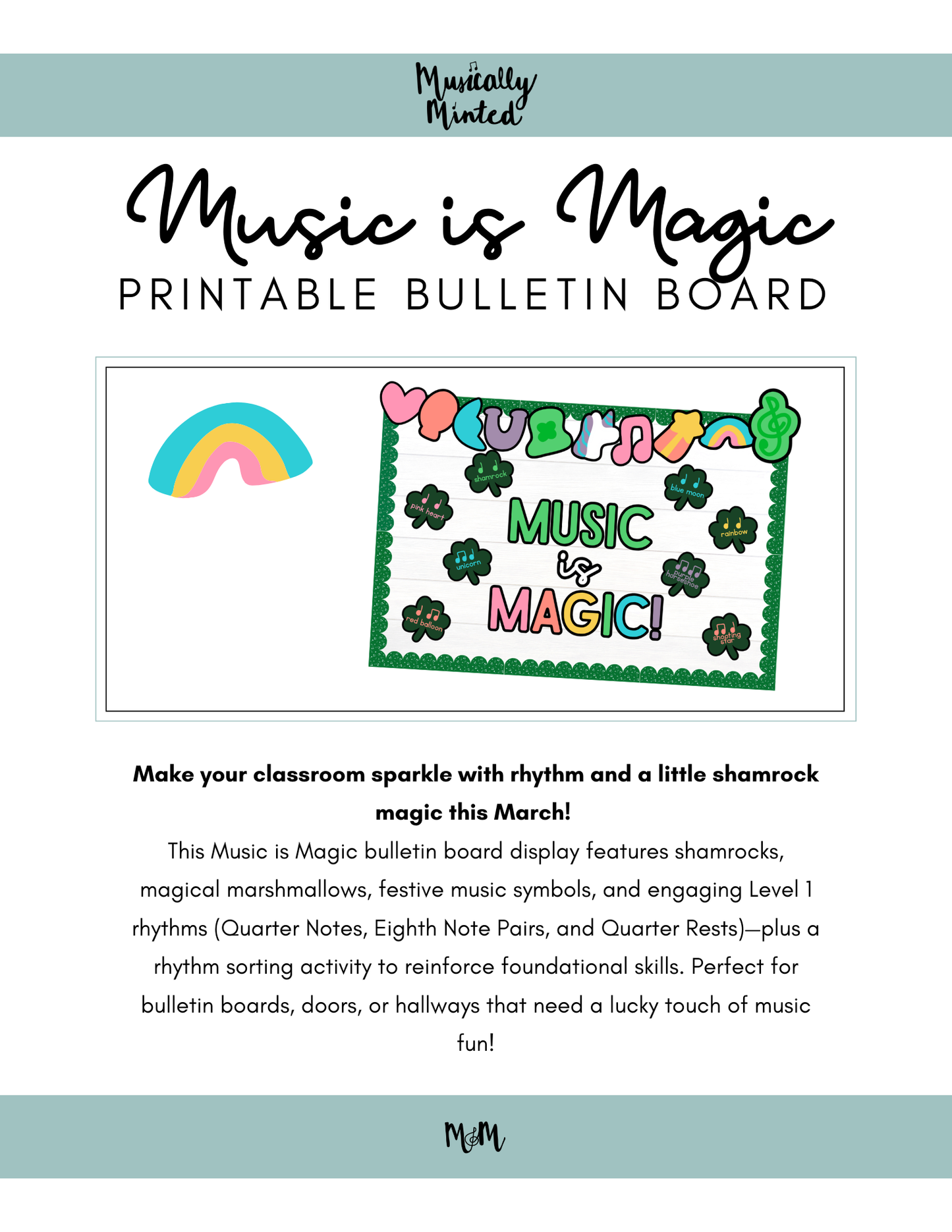 Music is Magic| Music Bulletin Board and St. Patrick's Day Rhythm Activity DIGITAL DOWNLOAD (Copy)