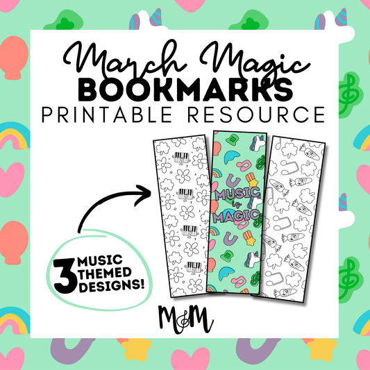 March Magic | Music Bookmarks | Printable Coloring Activity DIGITAL DOWNLOAD